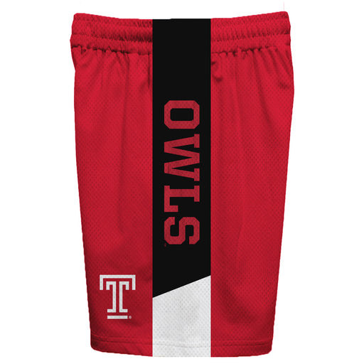Temple Owls TU Vive La Fete Game Day Red Stripes Boys Solid Black Athletic Mesh Short - Vive La Fête - Online Apparel Store