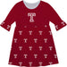 Temple Owls TU Vive La Fete Girls Game Day 3/4 Sleeve Solid Red All Over Logo on Skirt