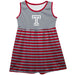 Temple University Owls TU Vive La Fete Girls Game Day Sleeveless Tank Dress Solid Gray Logo Stripes on Skirt