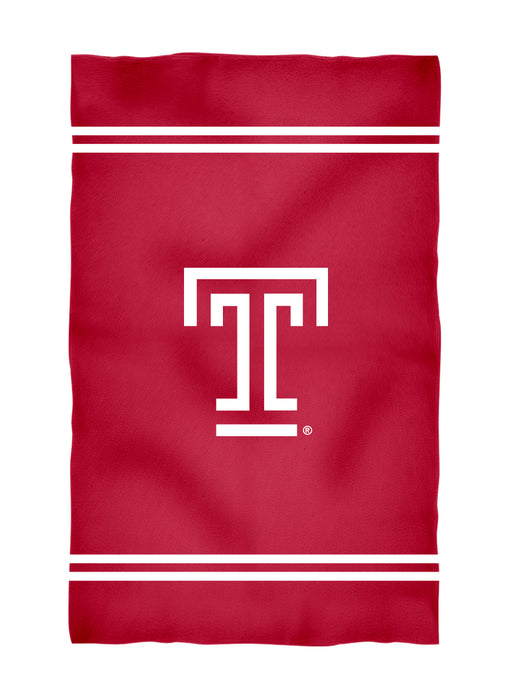 Temple Owls TU Vive La Fete Game Day Absorbent Premium Red Beach Bath Towel 31 x 51 Logo and Stripes
