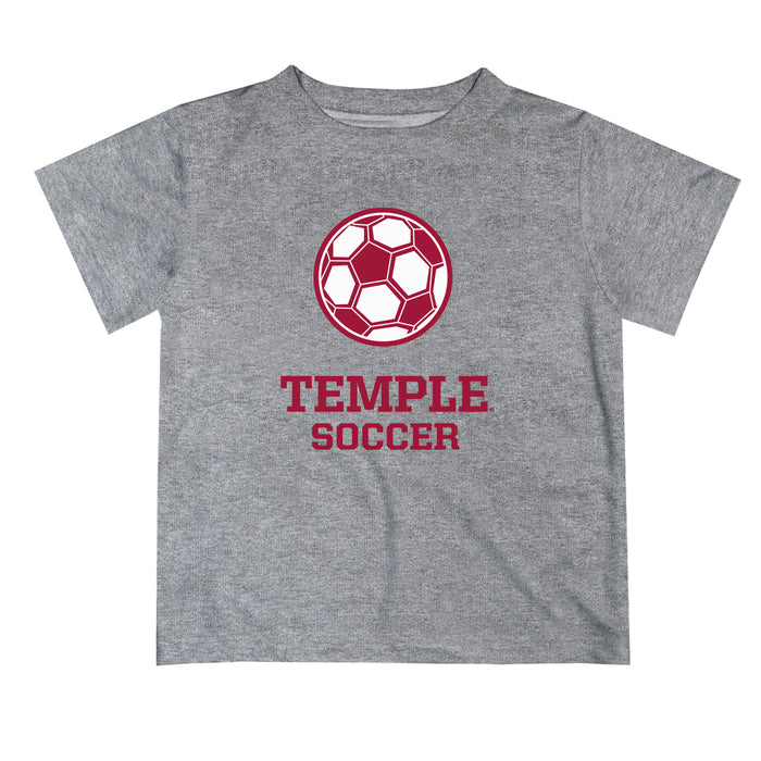 Temple Owls TU Vive La Fete Soccer V1 Gray Short Sleeve Tee Shirt