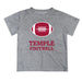 Temple Owls TU Vive La Fete Football V2 Gray Short Sleeve Tee Shirt