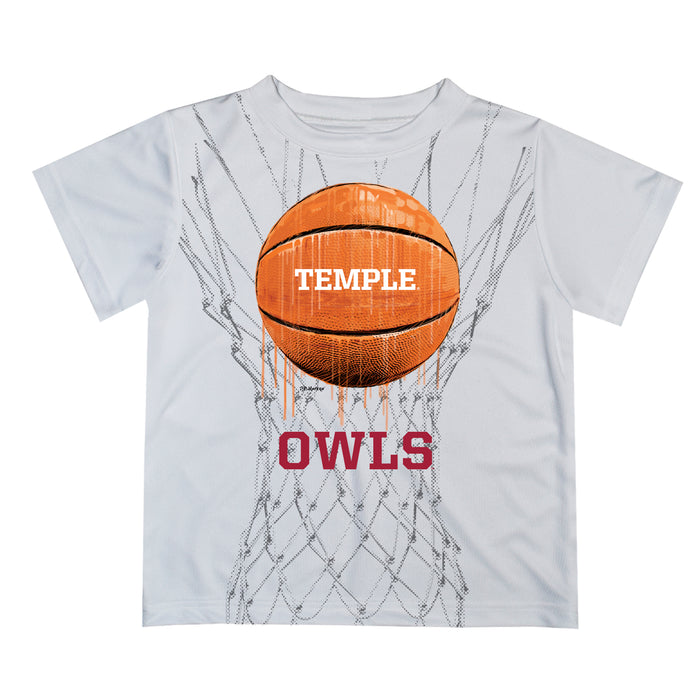 Temple Owls TU Original Dripping Basketball White T-Shirt by Vive La Fete