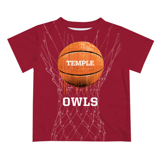 Temple Owls TU Original Dripping Basketball Red T-Shirt by Vive La Fete