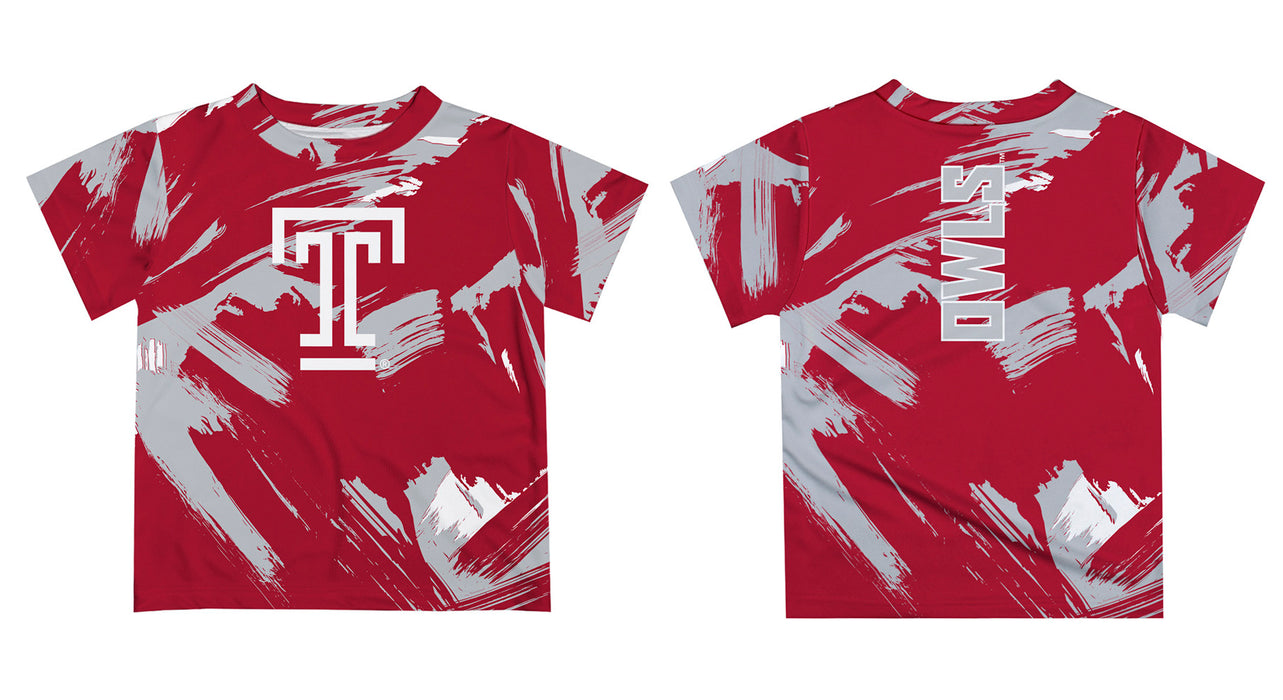 Temple University Owls TU Vive La Fete Boys Game Day Red Short Sleeve Tee Paint Brush - Vive La Fête - Online Apparel Store