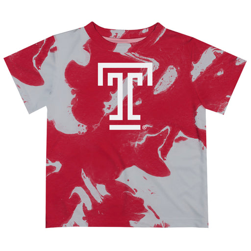 Temple University Owls TU Vive La Fete Marble Boys Game Day Red Short Sleeve Tee