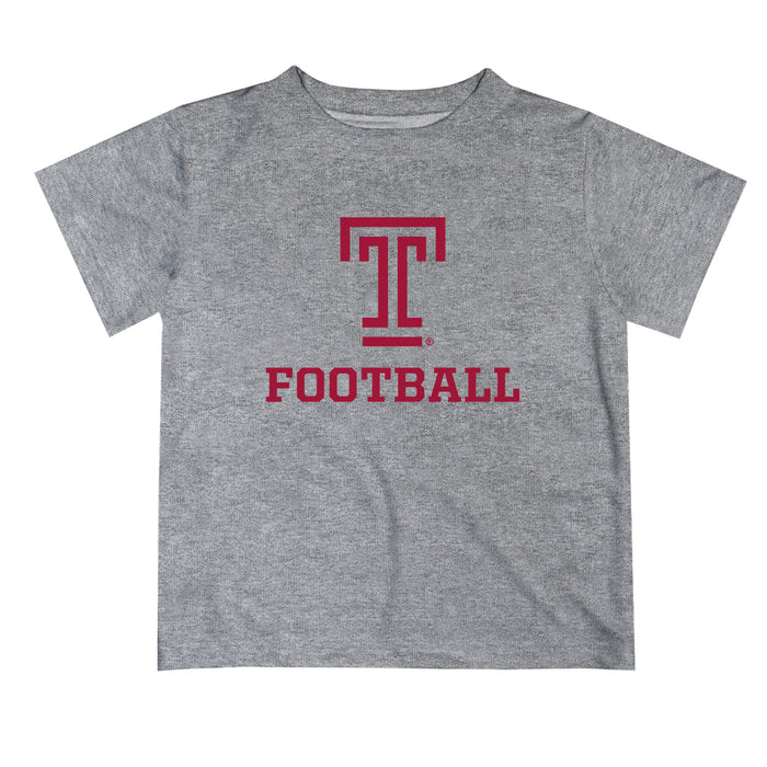 Temple Owls TU Vive La Fete Football V1 Gray Short Sleeve Tee Shirt