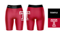 Temple Owls TU Vive La Fete Game Day Logo on Thigh and Waistband Red and Black Women Bike Short 9 Inseam - Vive La Fête - Online Apparel Store