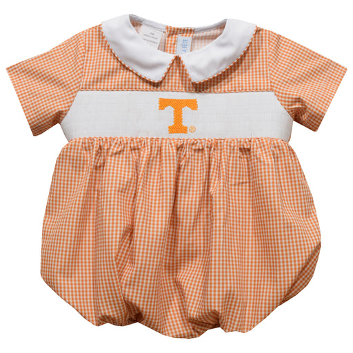 Tennessee Vols  Smocked Orange  Gingham Short Sleeve Boys Bubble