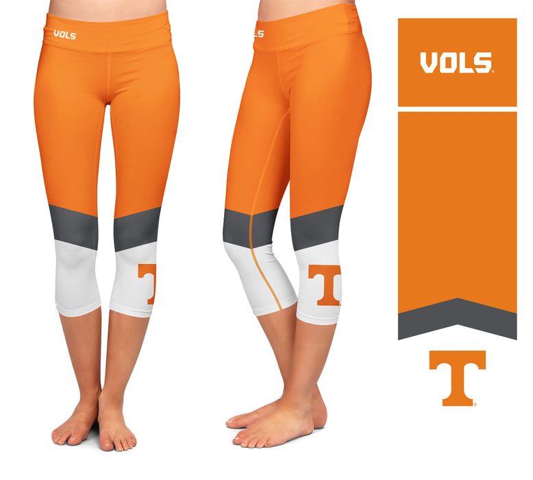 Tennessee Vols Vive La Fete Game Day Collegiate Ankle Color Block Girls Orange White Capri Leggings - Vive La Fête - Online Apparel Store
