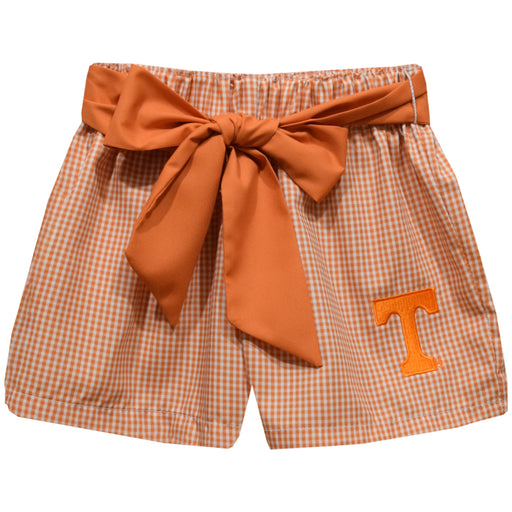Tennessee Vols Embroidered Orange Gingham Girls Short with Sash