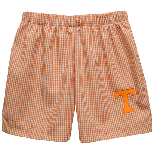 Tennessee Vols Embroidered Orange Gingham Pull on Short