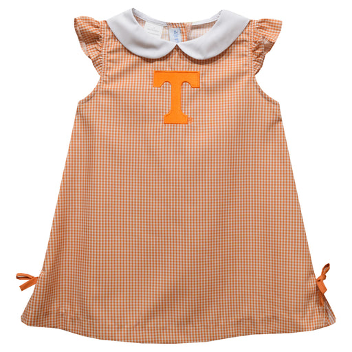 Tennessee Vols Embroidered Orange Gingham A Line Dress