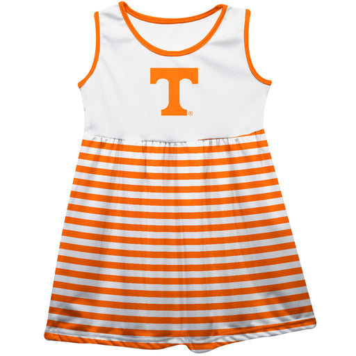 Tennessee Vols Vive La Fete Girls Game Day Sleeveless Tank Dress Solid White Logo Stripes on Skirt