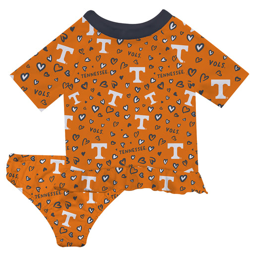 Tennessee Vols Vive La Fete All Over Logo Orange Long Sleeve Bikini Set