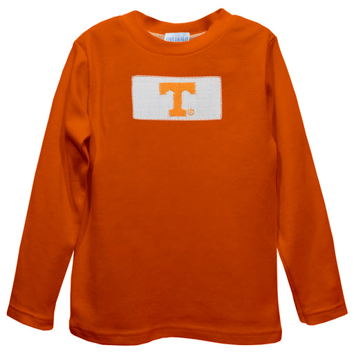 Tennessee Vols Smocked Orange  Knit Long Sleeve Boys Tee Shirt