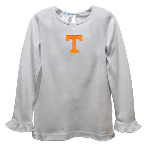 Tennessee Vols Embroidered White Knit Long Sleeve Girls Blouse