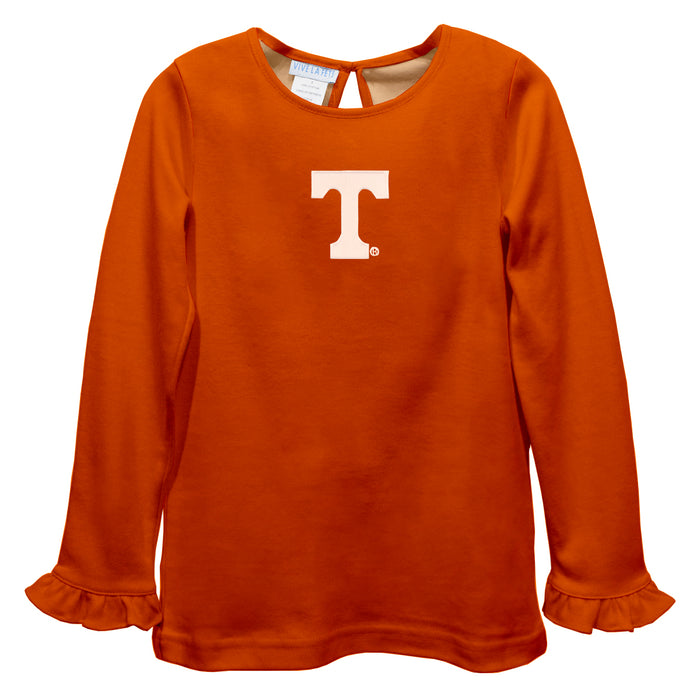 Tennessee Vols Embroidered Orange Knit Long Sleeve Girls Blouse