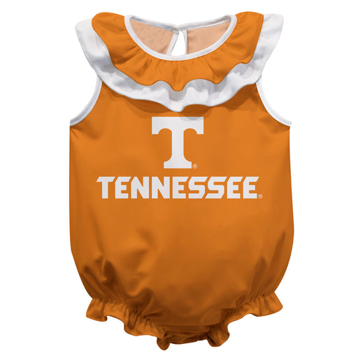 Tennessee Vols Orange Sleeveless Ruffle Onesie Logo Bodysuit by Vive La Fete