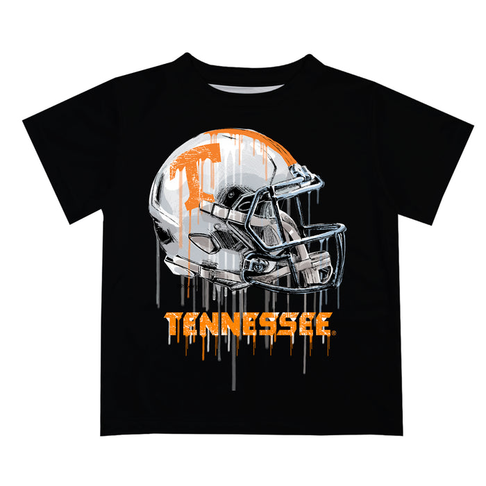 Tennessee Vols Original Dripping Football Helmet Black T-Shirt by Vive La Fete