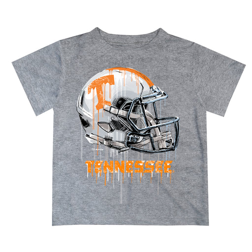 Tennessee Vols Original Dripping Football Helmet Heather Gray T-Shirt by Vive La Fete