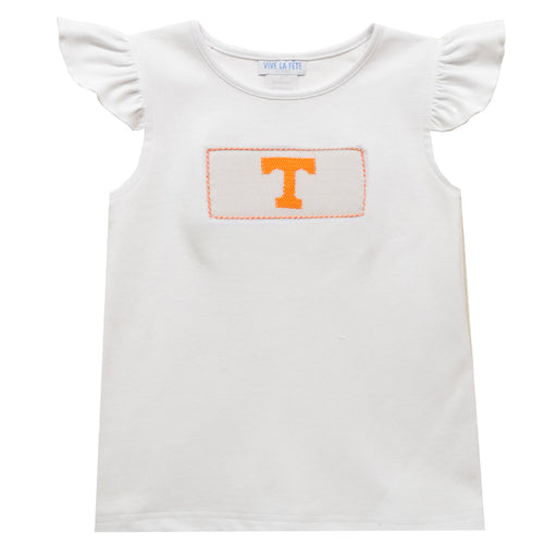 Tennessee Vols Smocked White Knit Angel Wing Girls Blouse