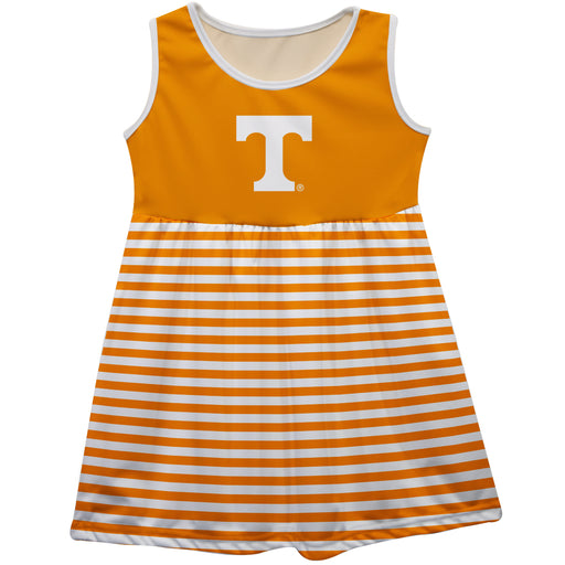 Tennessee Vols Orange and White Sleeveless Tank Dress with Stripes on Skirt by Vive La Fete