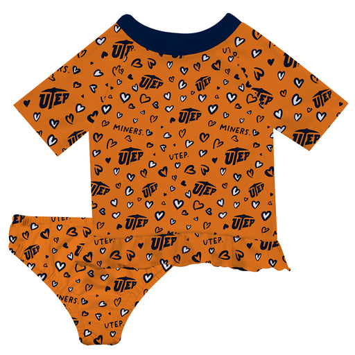 Texas at El Paso Miners Vive La Fete All Over Logo Orange Long Sleeve Bikini Set