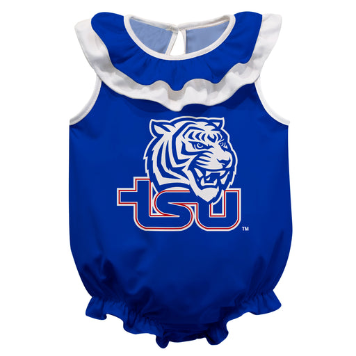 Tennessee State Tigers Blue Sleeveless Ruffle Onesie Logo Bodysuit by Vive La Fete