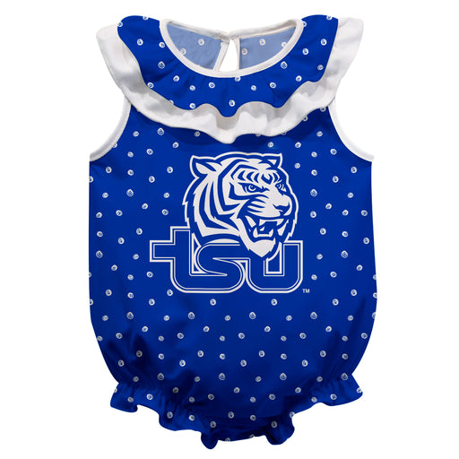 Tennessee State Tigers Swirls Blue Sleeveless Ruffle Onesie Logo Bodysuit