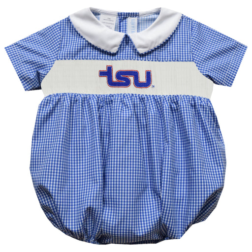 Tennessee State Tigers Smocked Royal Gingham Short Sleeve Boys Bubble
