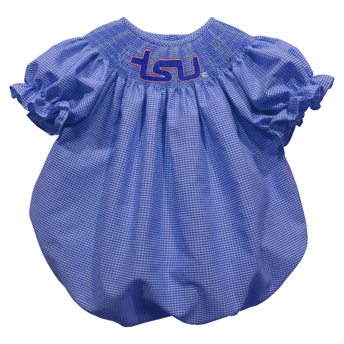 Tennessee State Tigers Smocked Royal Gingham Short Sleeve Girls Bubble