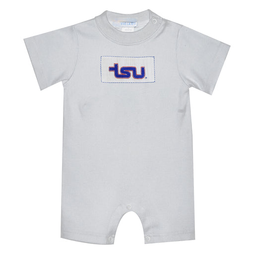 Tennessee State Tigers Smocked White Knit Short Sleeve Boys Romper