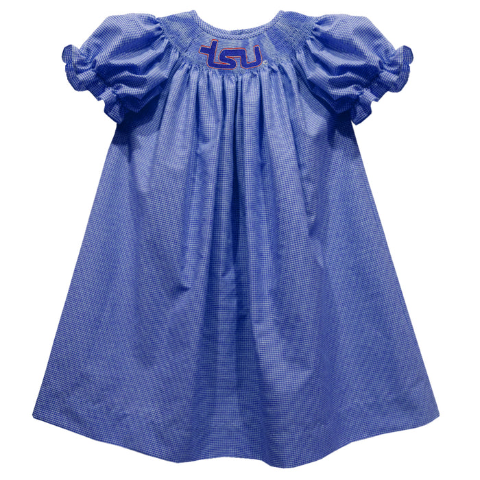 Tennessee State Tigers Smocked Royal Gingham Short Sleeve Bishop