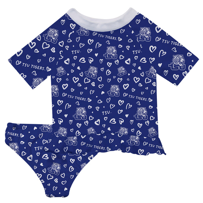 Tennessee State Tigers Vive La Fete All Over Logo Reflex Blue Long Sleeve Bikini Set