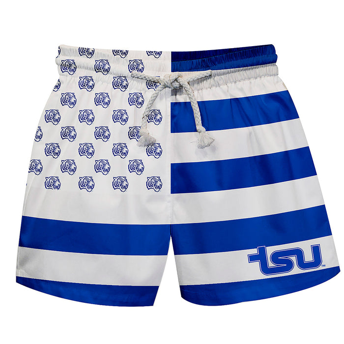 Tennessee State Tigers Vive La Fete Game Day Blue White Flag Swimtrunks V1