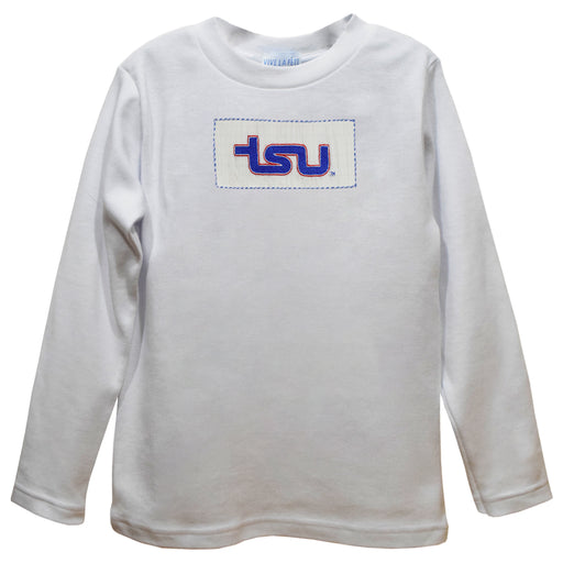 Tennessee State Tigers Smocked White Knit Boys Long Sleeve Tee Shirt