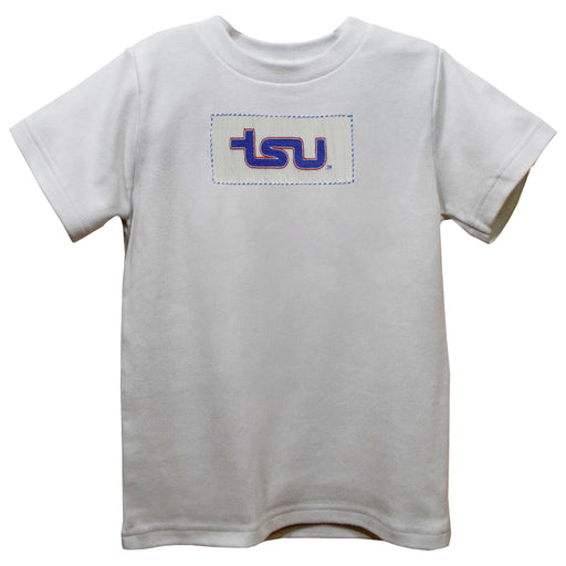 Tennessee State Tigers Smocked White Knit Short Sleeve Boys Tee Shirt
