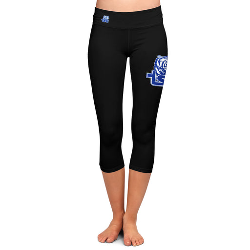 TSU Tigers Vive La Fete Game Day Collegiate Large Logo on Thigh and Waist Women Black Capri Leggings