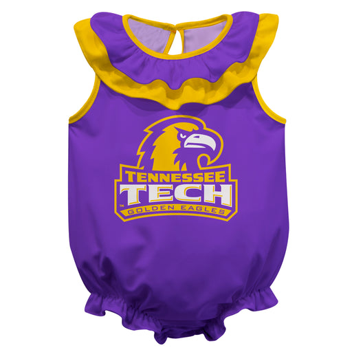 Tennessee Tech Golden Eagles TTU Purple Sleeveless Ruffle Onesie Logo Bodysuit by Vive La Fete