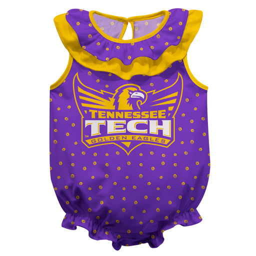 Tennessee Tech Golden Eagles TTU Swirls Purple Sleeveless Ruffle Onesie Logo Bodysuit