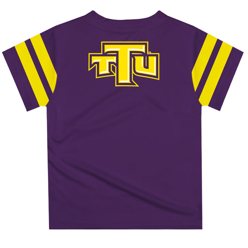 Tennessee Tech Golden Eagles TTU Vive La Fete Boys Game Day Purple Short Sleeve Tee with Stripes on Sleeves - Vive La Fête - Online Apparel Store