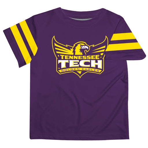 Tennessee Tech Golden Eagles TTU Vive La Fete Boys Game Day Purple Short Sleeve Tee with Stripes on Sleeves - Vive La Fête - Online Apparel Store