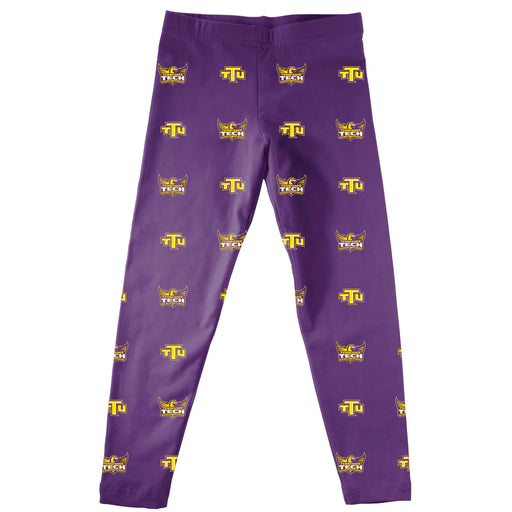 Tennessee Tech Golden Eagles TTU Girls Game Day All Over Logo Elastic Waist Classic Play Purple Leggings Tights - Vive La Fête - Online Apparel Store