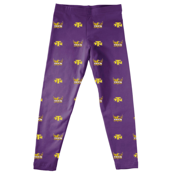 Tennessee Tech Golden Eagles TTU Girls Game Day All Over Logo Elastic Waist Classic Play Purple Leggings Tights - Vive La Fête - Online Apparel Store