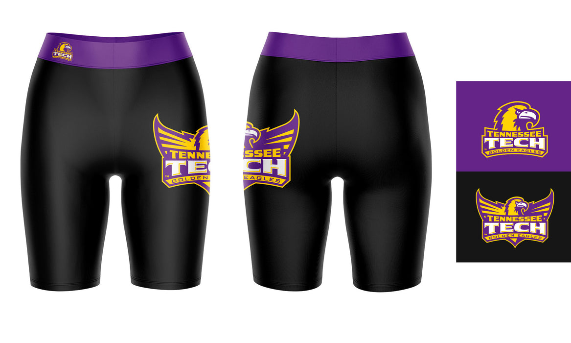 Tennessee Tech Golden Eagles TTU Vive La Fete Logo on Thigh and Waistband Black and Purple Women Bike Short 9 Inseam" - Vive La Fête - Online Apparel Store