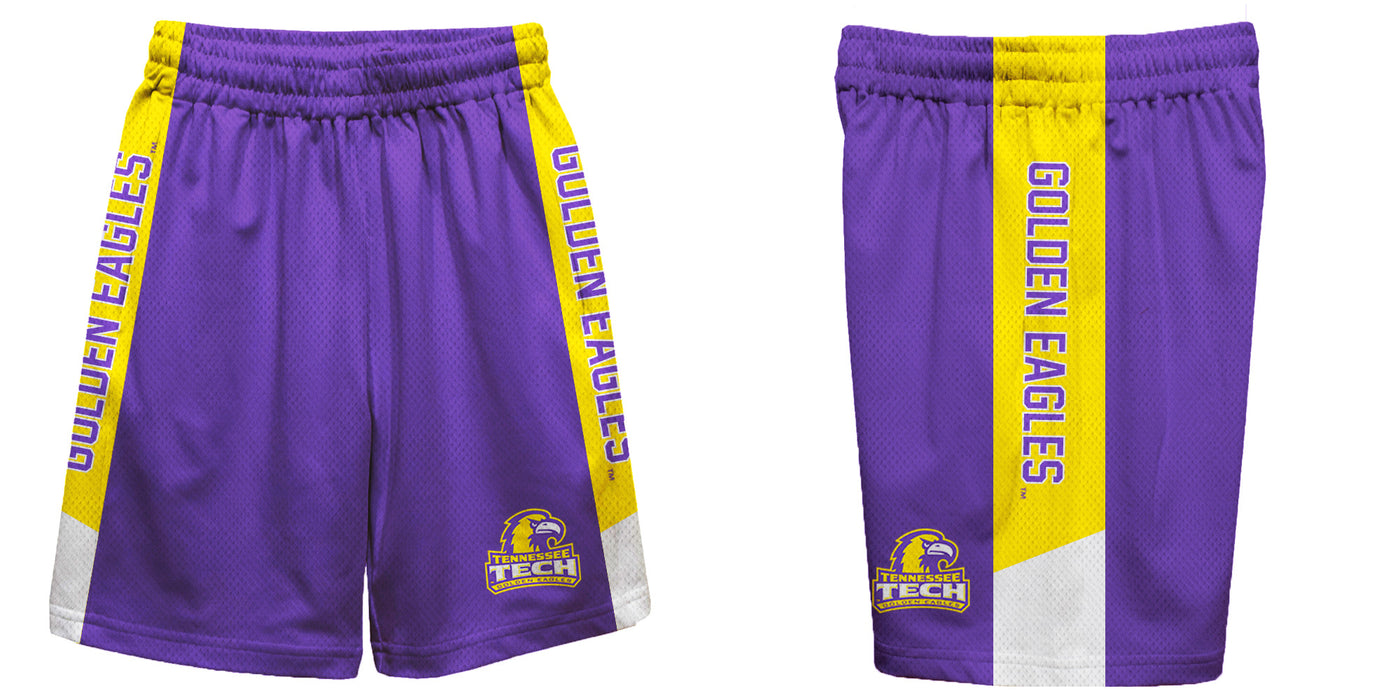 Tennessee Tech Golden Eagles TTU Vive La Fete Game Day Purple Stripes Boys Solid Gold Athletic Mesh Short - Vive La Fête - Online Apparel Store