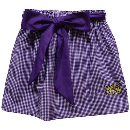 Tennessee Tech Golden Eagles TTU Embroidered Purple Gingham Skirt with Sash