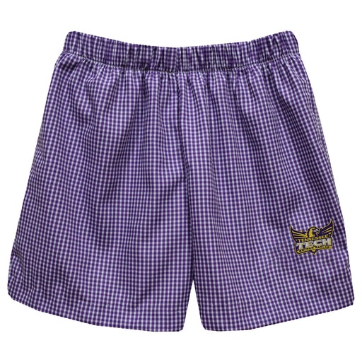 Tennessee Tech Golden Eagles TTU Embroidered Purple Gingham Pull On Short
