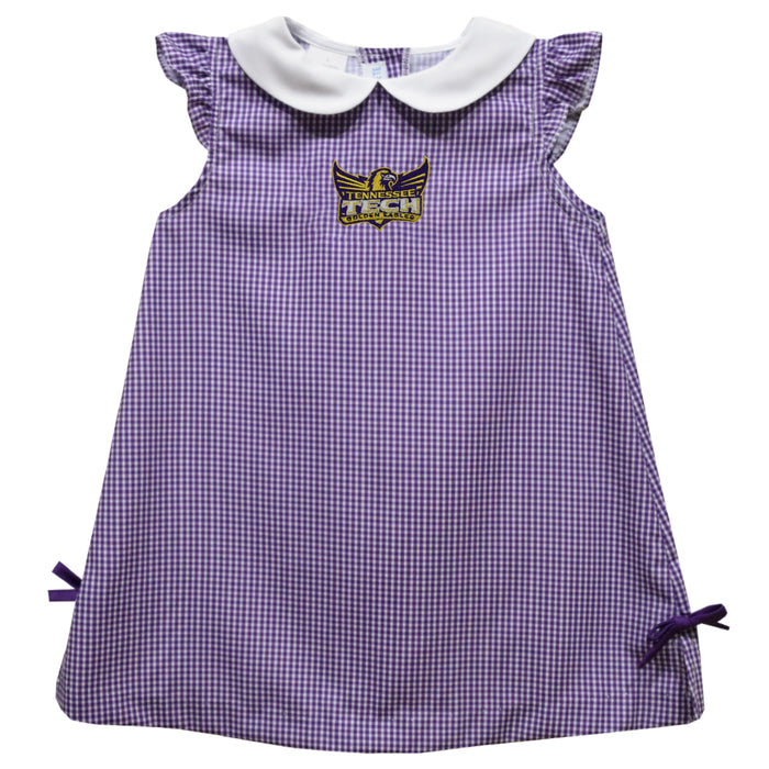 Tennessee Tech Golden Eagles TTU Embroidered Purple Gingham A Line Dress